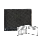 Ballistic nylon wallet with leather trim