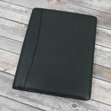 Black leather writing pad padfolio