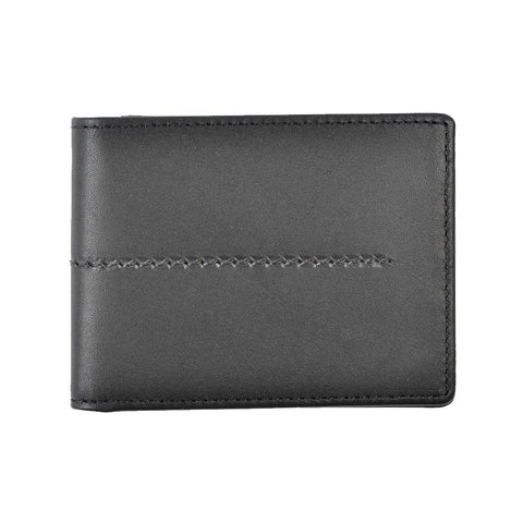 Black leather wallet with stitching
