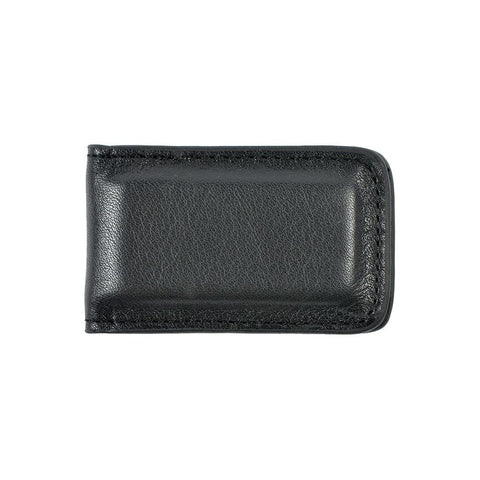 Black leather magnetic money clip
