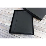 Black leather writing pad padfolio