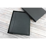 Black leather zip around writing pad padfolio
